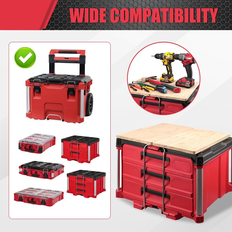 BPOPO 2 Pack Tables Fits for Milwaukee Packout Rolling Tool