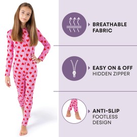 Rocky Kids Onesie Cozy Jumpsuit, Unisex, Fleece Lined, for Boys & Girls, Long Sleeve Thermals (Stay-Soft) Heart Design 12-18M