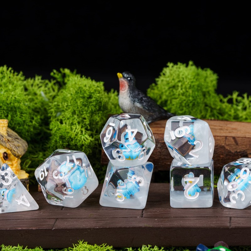 cusdie 7-Die DND Dice, Polyhedral Dice Set Filled with Animal,
