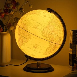 BSHAPPLUS 12'' Retro Illuminated World Globe with Wooden Stand, 2-1 Educ & Décor Antiqu...