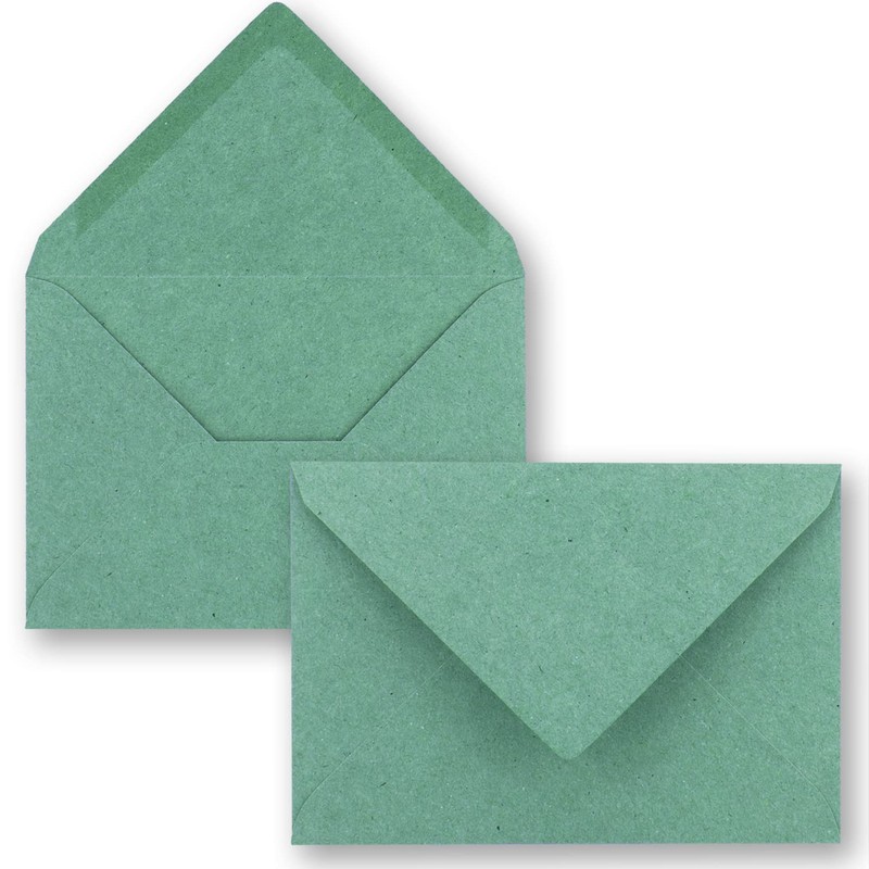 25 x Eucalyptus Green Vintage Kraft Paper Folding Cards Set
