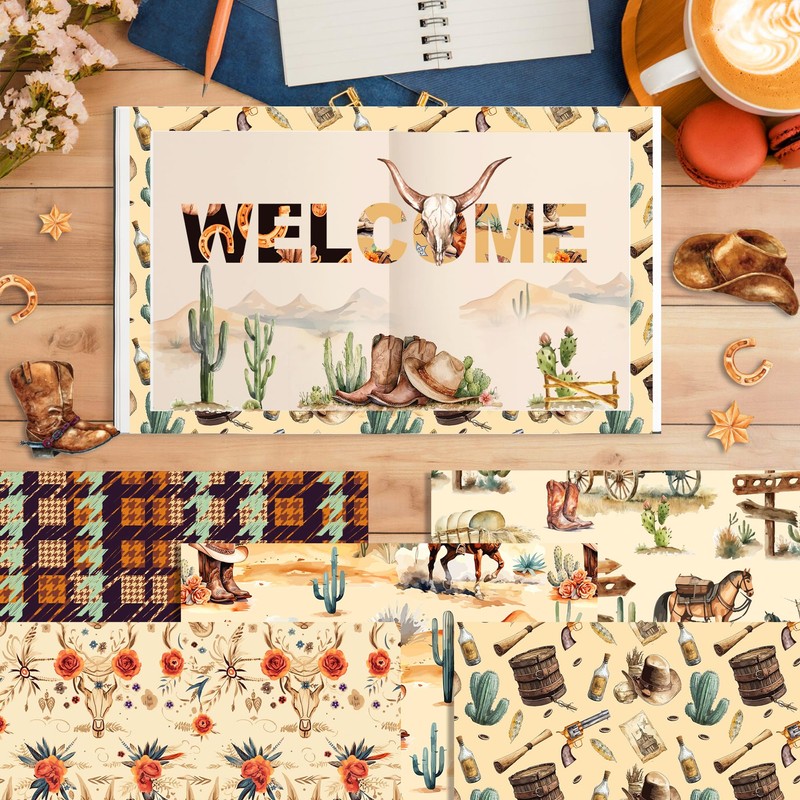 Western Pattern Cowboy Scrapbook Paper Pad 11.8'' x 11.8'' Wild