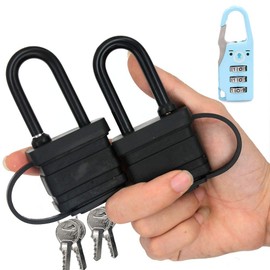 Heavy Duty Waterproof Padlock - Ideal for Home, Garden Shed, Outdoor, Garage, Gate Security, 40 mm, Pack of 2 (Send Luggage Lock) (2 Packs) (Black (pack of 2))