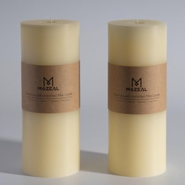 MOZEAL 4" x 10" Extra-Large Ivory Pillar Candles (Set of 2), Unscented,Dripless, Smokeless,Long Clean-Burning,These Tall 10 inch Large Ivory Pillar Candles Perfect for Weddings and Christmas Decor