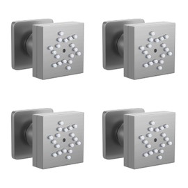 HONGTONGSOWER Brushed Nickel Brass 4PCS Shower Body Spray Jets Square Wall Mounted 2 Functions Swivel Bath Massage Nozzle