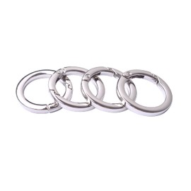 Bobeey 4pcs Round Carabiner Metal Spring Key Ring,Spring Snap Hooks Clip,Spring Keyring Buckle,Flat O Ring for Purses BBC40-38-Silver