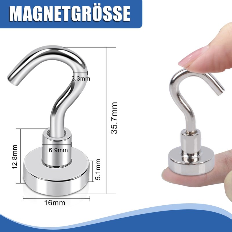 FPMYB Pack of 20 Magnetic Hooks, Extra Strong Magnetic Hooks,