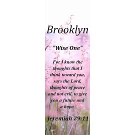 Brooklyn "Wise One" Keepsake Name Meaning Bookmark with Bible Verse and Tassel
