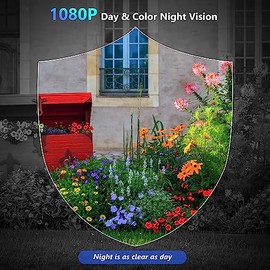 PsinzmkCameras for Home Security, 1080P Color Night Vision Motion Detection 2-Way Talk Security Cameras Wireless Outdoor, Waterproof Spotlight Siren  