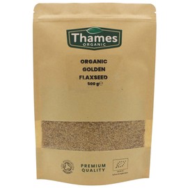 Organic Golden Flaxseed, Linseed High Fiber, High in Protein, Omega-3s, Non-GMO, 100% Natural, Vegan, No Additives or Preservatives, Raw, Superfood – Thames Organic 500g