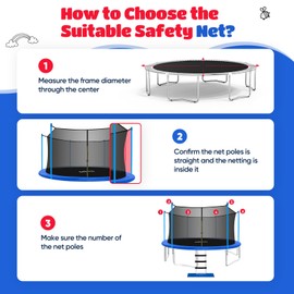 ORCC Trampoline Net - Trampoline Netting Replacement for 6-8 Straight Poles - 10FT 12FT 14FT 15FT Round Frame Trampolines (Replacement Net Only)