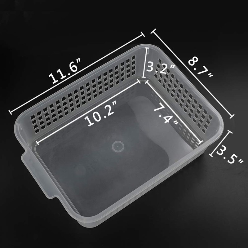Qsbon Rectangular Plastic Storage Organization Trays Baskets in Clear, 6-Pack