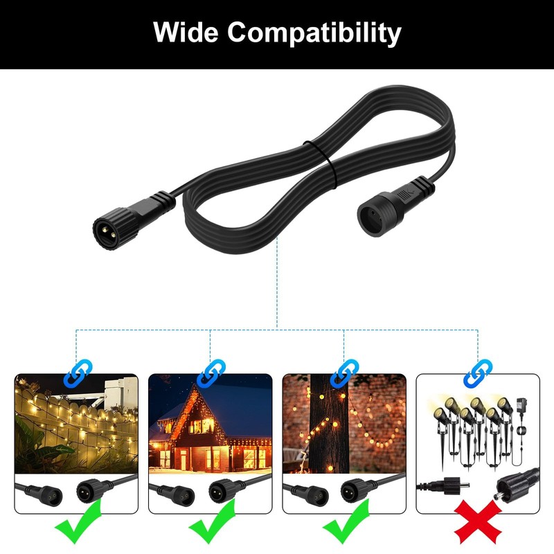 CAMANTU 2Pin Extension Cable 10FT, IP68 Waterproof Extension Lead 16AWG