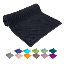heimtexland ® Chenille Bath Mat Super Fluffy Absorbent Ökotex Type 771 Black 50 x 80 cm