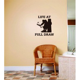 Life at Full Draw Bow & Arrow Picture Art - Animal Hunter - Vinyl Wall Decal Stickers – Decoration Ideas - Buy- Size 8 Inches X 8 Inches - 22 Colors Available