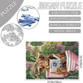 Tucocoo Highland Cow Jigsaw Puzzle 1000 Pieces Puzzles for Adults, Rustic Animals Green Plant Bathroom Art Puzzle for Challenging Family Activity Games Colorful DIY Crafts Puzzle for Home Decor Gifts