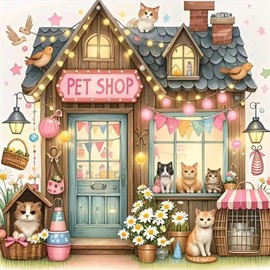 hill froeistung Pet Store Kits de pintura de arte de diamantes para adultos, kits de arte de diamantes para principiantes, 5D DIY redondo con puntos de diamante para decoración del hogar, regalo de 12