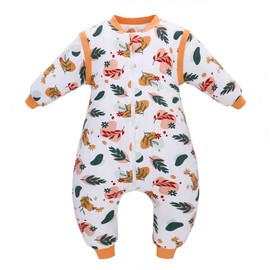 amo nenes Baby Sleeping Bag with Legs 2.5 TOG Children's Wearable Blanket with Detachable Long Sleeve,Unisex 100% Cotton Winter Toddler Sleep Sack for Infant Toddler