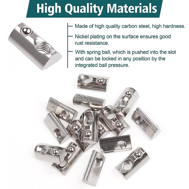 Pack of 20 T-Slot Nuts with Ball Nut 6, M6