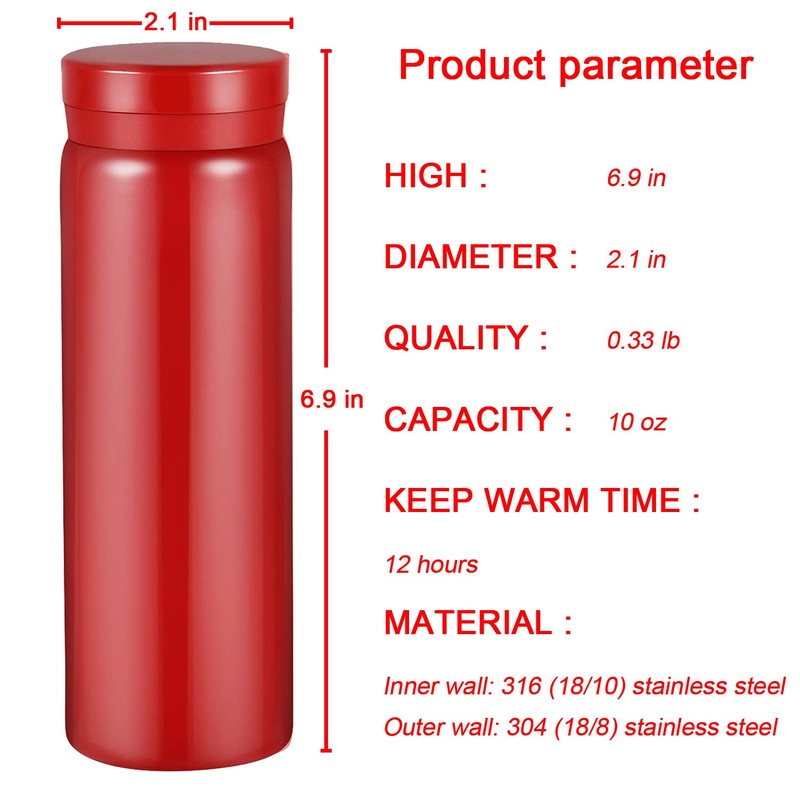Small Flask, Cute Water Bottle, Vacuum Insulated Flask for Hot
