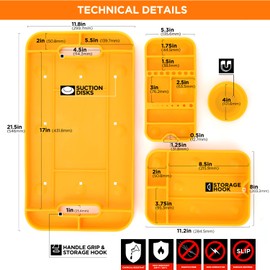 MOTORHEAD Super Grip Silicone Tool Tray Set (4-Piece: 23”, 16”, 12” & 4”) Magnetic, Non-Slip, Anti-Scratch,Withstands Temperatures Up to 248°F/120°C, Non-Conductive & Anti-Static, Orange (AT06006G)