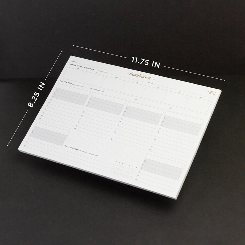 Ink+Volt Dashboard Deskpad | Undated Weekly Planner Notepad with 52