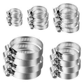 Flintronic 20pcs Hose Clips Set, 6-51mm Adjustable Stainless Steel Clamps, Ducting Clamps Hose Clamps Assorted Kit, Strong Hose Screws Pipe for Hoses, Pipes Tube, Water Pipe, Automobile Pipe, Gas Pipe