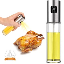 ishphso Olive Oil Sprayer for Cooking Oil Spritzer Mister for Air Fryer Canola Vinegar Vegetable Oil Portable Mini Bottle Kitchen Gadgets for BBQ/Pan/Salads/Baking (1 Silver Pack)