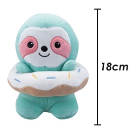 VFM - Sloth Soft Toy Donut Animal Food Plush Cuddly Soft Furry Fluffy Stuffed Toy Plush Toy Cute Stuffed Plushie, Gifts for Birthday, Valentine's Day Chirstmas - 18cm Blue