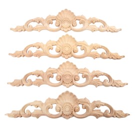 MUXSAM 4pcs 30 * 6.5cm Holz Skulptur Lang Corner Flourish Applique Möbel Tür Deko Europäischer Stil für Möbel Holzschnitzerei Applique Ornament Holz Möbel