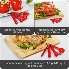 MIRRO 4pc Nested Measuring Spoons Set, Red