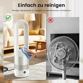 Rotorless Fan with Remote Control, Tower Fan, Cooling Ace Fan, Air Cooler, Mobile Air Conditioner, 8 Gears, 80° Oscillation, 8H Timer, 30 W Energy Saving Bladeless Fan for Bedroom Home