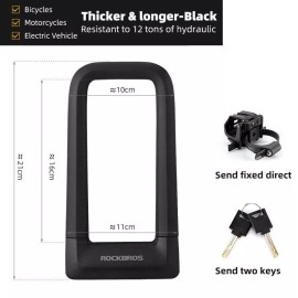 RockBros NEW ROCKBROS Bike Anti-theft U Lock Anti-hydraulic High-strength Double Lock