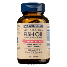 Wiley's Finest Wild Alaskan Fish Oil Prenatal DHA - 720mg EPA and DHA Omega-3s for Pregnant Women and Nursing Mothers - 60 Softgels (30 Prenatal Vitamin Servings)