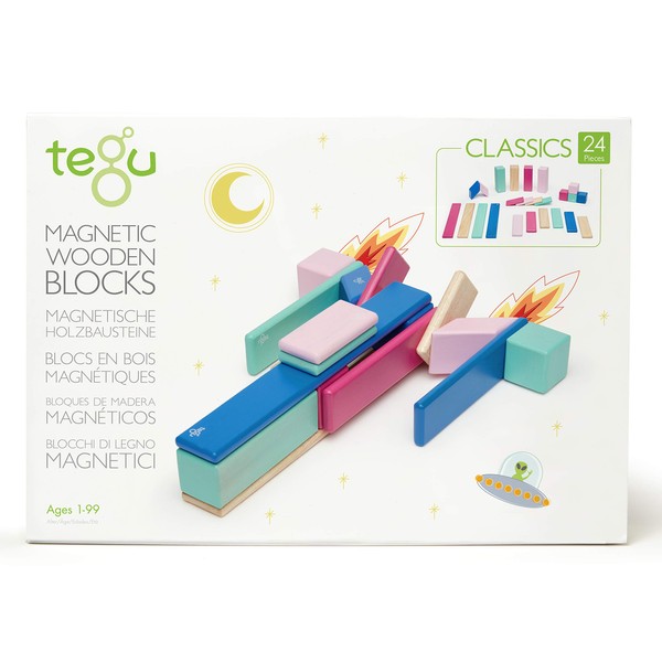 24 Piece Tegu Magnetic Wooden Block Set, Blossom