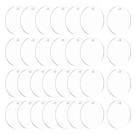 sourcing map Acrylic Keychain Blanks, 30Pcs 1.6 Inch Round Clear Acrylic Keychains 3mm Thick Circle Discs Blanks with Holes for Crafts, Tags, Pendants Hanging Jewelry Making, Labels