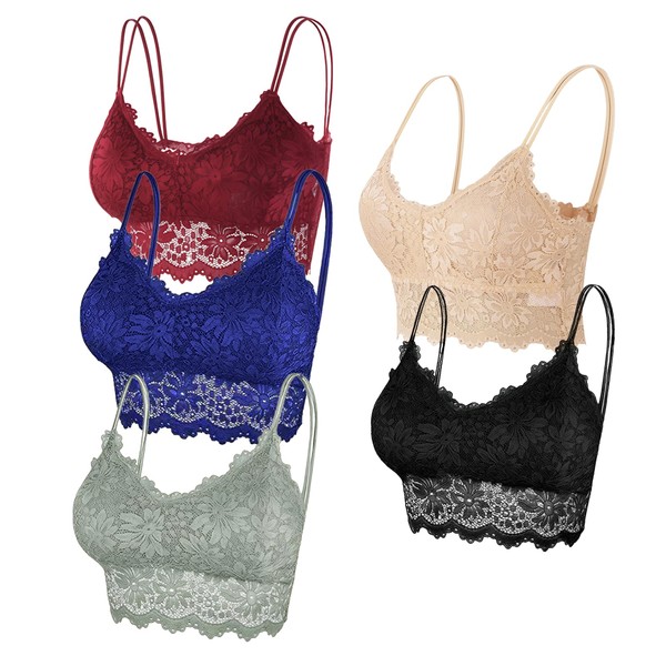 AYNKH Lace Bralette for Women, Padded Bra, Set 7 Pieces