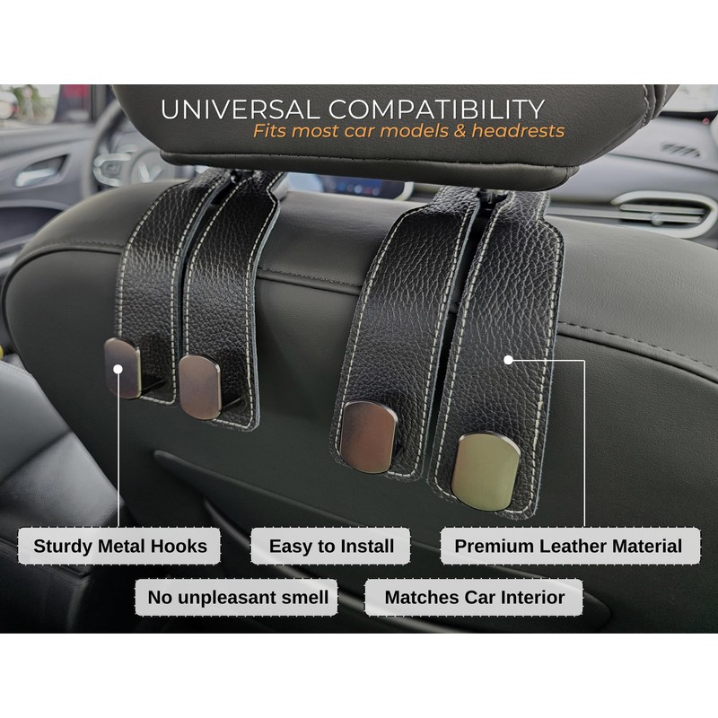 ALEACAR 2 Pack Car Hooks for Headrest, Car Seat Back