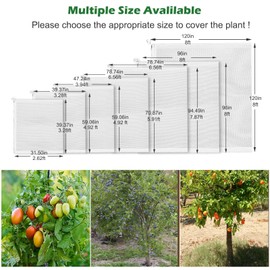 8 x 8ft Large Fruits Tree Netting, Garden Mesh Insect Tree Cover with Zipper Drawstring Bird Barrier Net Plant Bags Blueberry Bushes Protection Plant Cover for Prevent Animals Deer Squirrel Bug