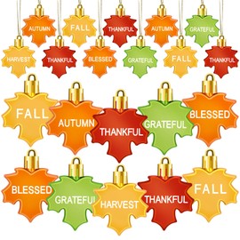 JULMELON 36 Pcs Thanksgiving Ornaments, Fall Leaves Tree Decorations Fall Autumn Maple Hanging Ornaments with Rope Maple Pendant for Farmhouse Rustic Party Favors Craft Supplies