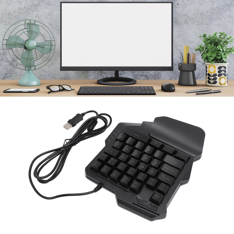 One Handed Gaming Keyboard 7 Color RGB Backlight Ergonomic 35