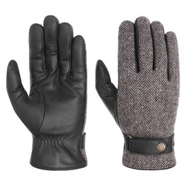 Woolrich Leather Gloves Stetson men´s full-fingered (10 HS - black-grey)