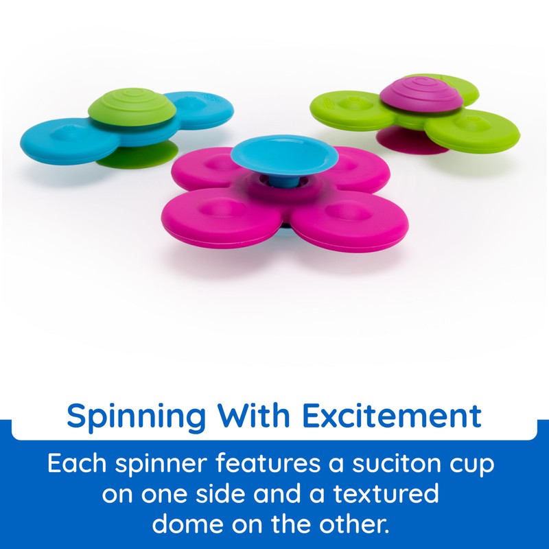 Fat Brain Toys Whirly Squigz, Silicone Spinners and Suction Toys