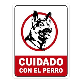 Monsterprint Señalamiento Letrero Cuidado con el Perro, 20x25 Cm. Impresión HD directa en estireno con tintas UV. Incluye cinta doble cara industrial, listo para instalar.