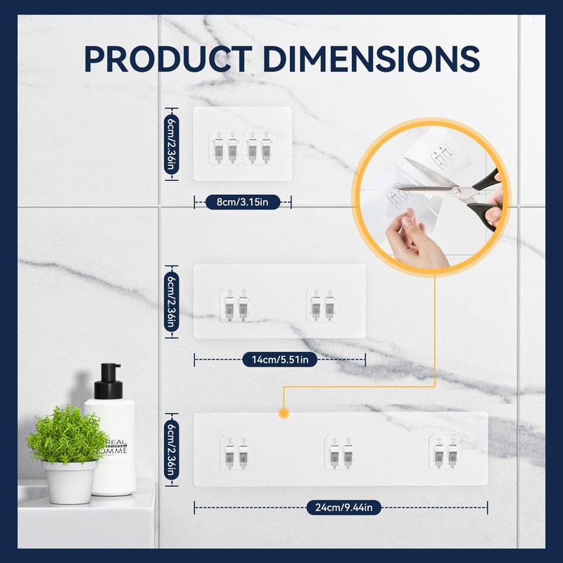 YASONIC 2-Pack Shower Caddy Adhesive Replacement - Transparent Waterproof Strips