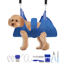 FAMULP 14 Pcs Dog Grooming Hammock Set, Dog Sling for Nail Trimming, Pet Grooming Harness with Pet Trimming Comb