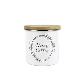 Purely Home Floral Border Decaf Coffee Storage Canister - Minimalist Kitchen Decor Gift - Metal/Enamel Hot Drinks Storage Container