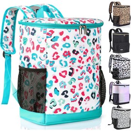 Cooler Backpack 30 Cans,Portable Backpack Coolers Insulated Leak Proof, Soft Sided Cooler Bag for Travel,Beach,Camping,Picnic,Lunch Backpack for Women - Color: Water Elf