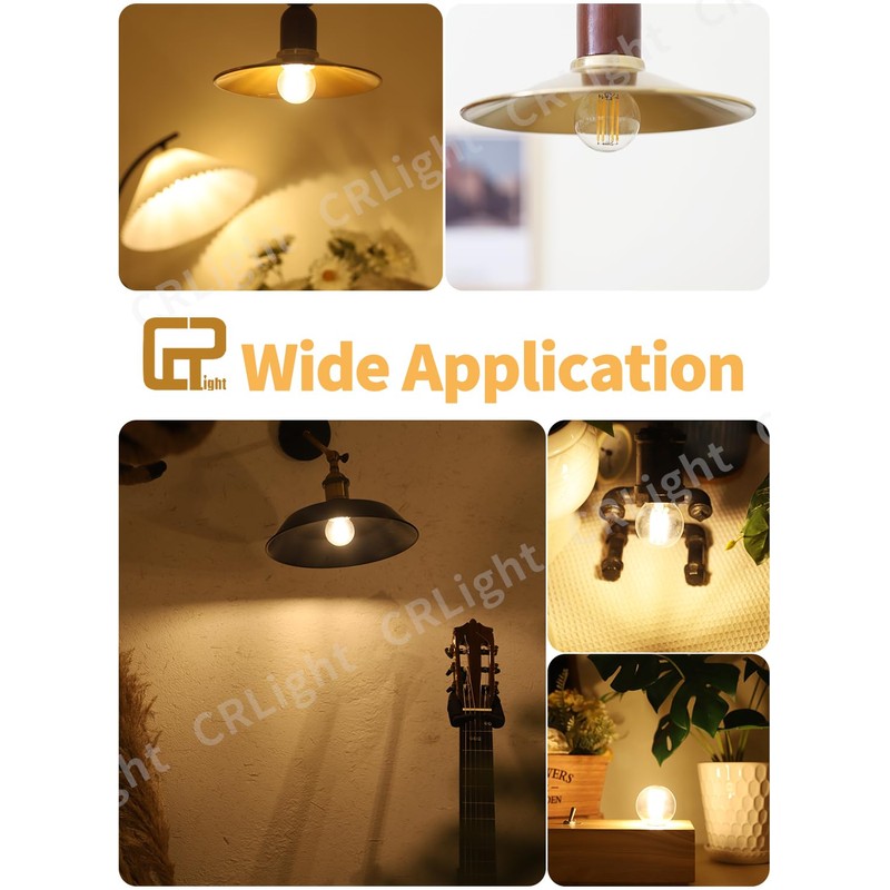 CRLight 6W Dimmable Edison E26 LED Globe Bulb G16.5 2700K,