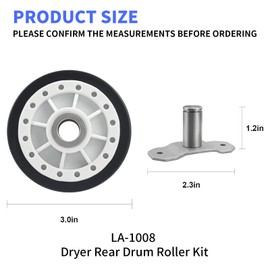 Upgraded LA-1008 Dryer Rear Drum Support Roller Kit Compatible with Whirlpool Maytag Admiral Dryers Replaces LA-1008VP 53-0312N PS2162268 31001096